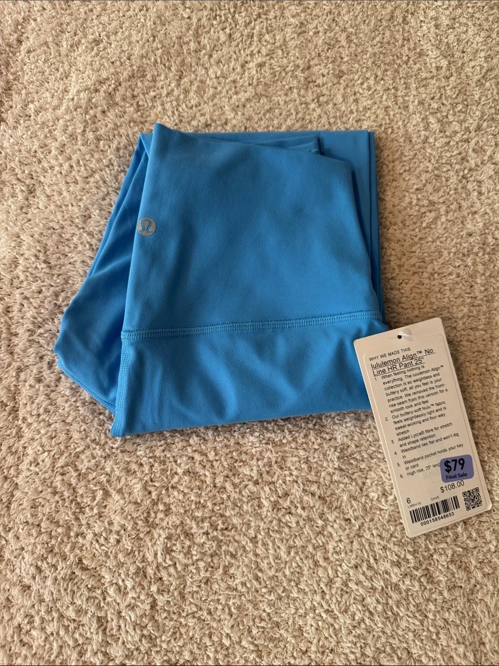 NWT lululemon Align HR no line Blue Leggings Size 6